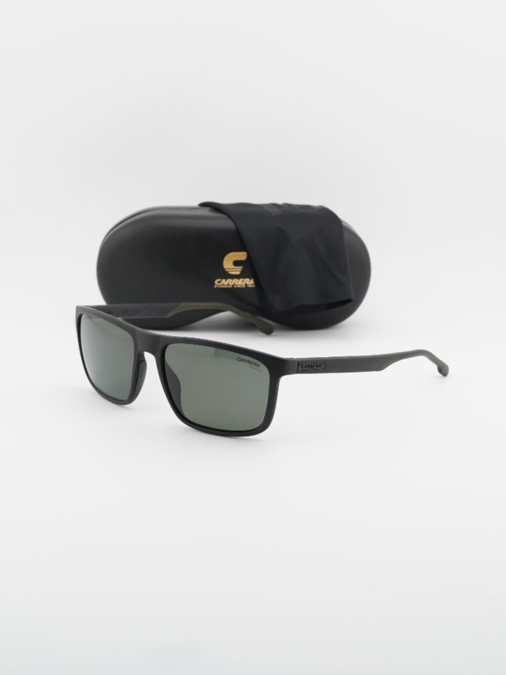 CARRERA 8047/S 07ZJ UC Rectangle Sunglasses - Black / Green Polarized